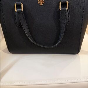 Tory Burch Black Satchel with Gold Accents